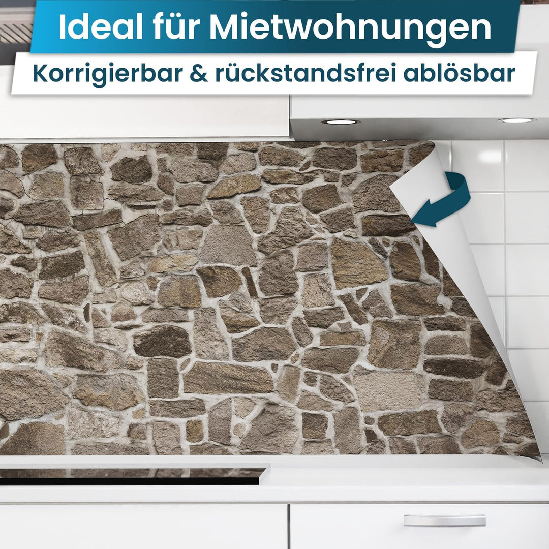 danario Küchenrückwand selbstklebend - Matt - Spritzschutz Küche - versteifte PET Folie - 0,4 mm - S