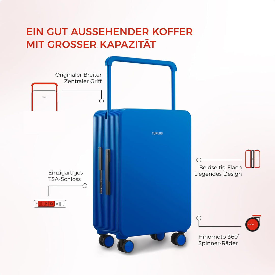 TUPLUS Koffer Trolley ABS Rollkoffer mit 4 Rollen Reisekoffer Handgepäck Hartschalenkoffer mit TSA S