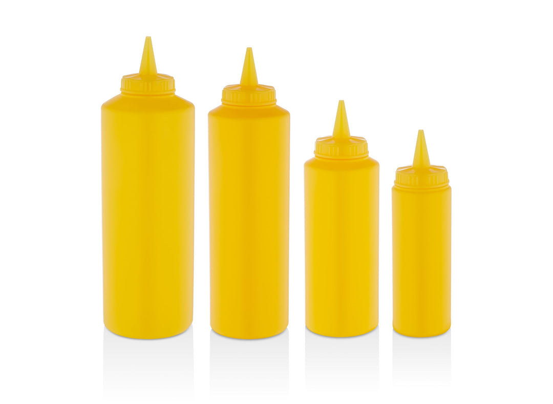 5er Pack Saucenflasche, Sossenflasche, Squeeze Flasche, Quetschflasche Kunstsoff/Plastik (Gelb, 500m