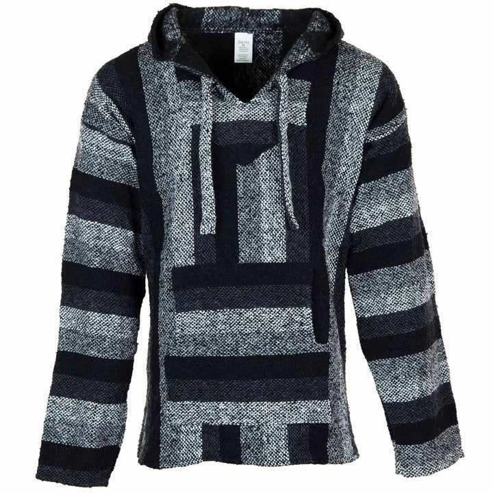 Siesta Baja Hoodie – Mexikanischer Jerga Hippie Pulli Kapuzenpullover für Herren und Damen XL Grautö