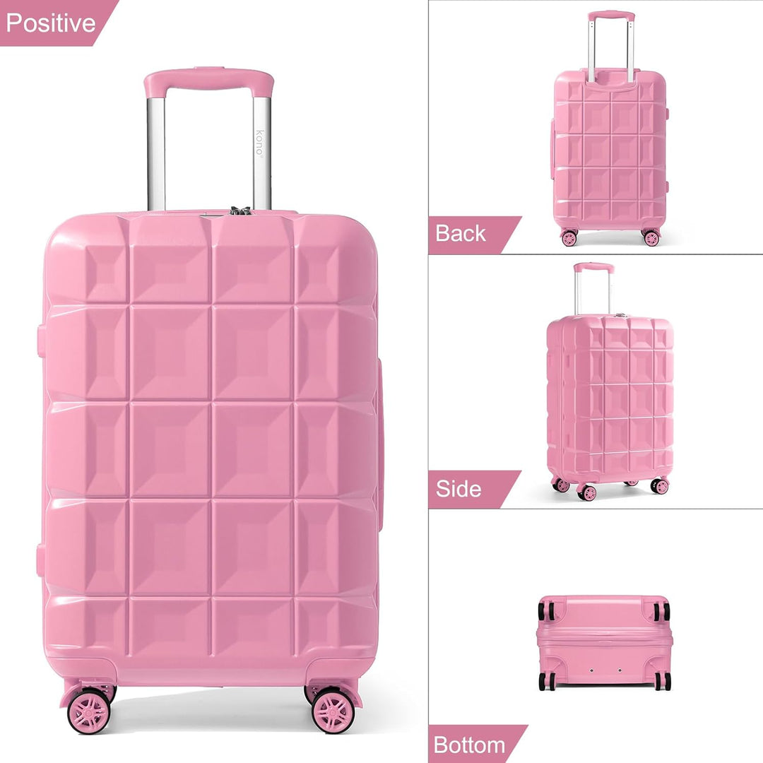 KONO Handgepäck Koffer Trolley Handgepäck 54cm Zwillingsrollen ABS Hartschalenkoffer Reisekoffer mit