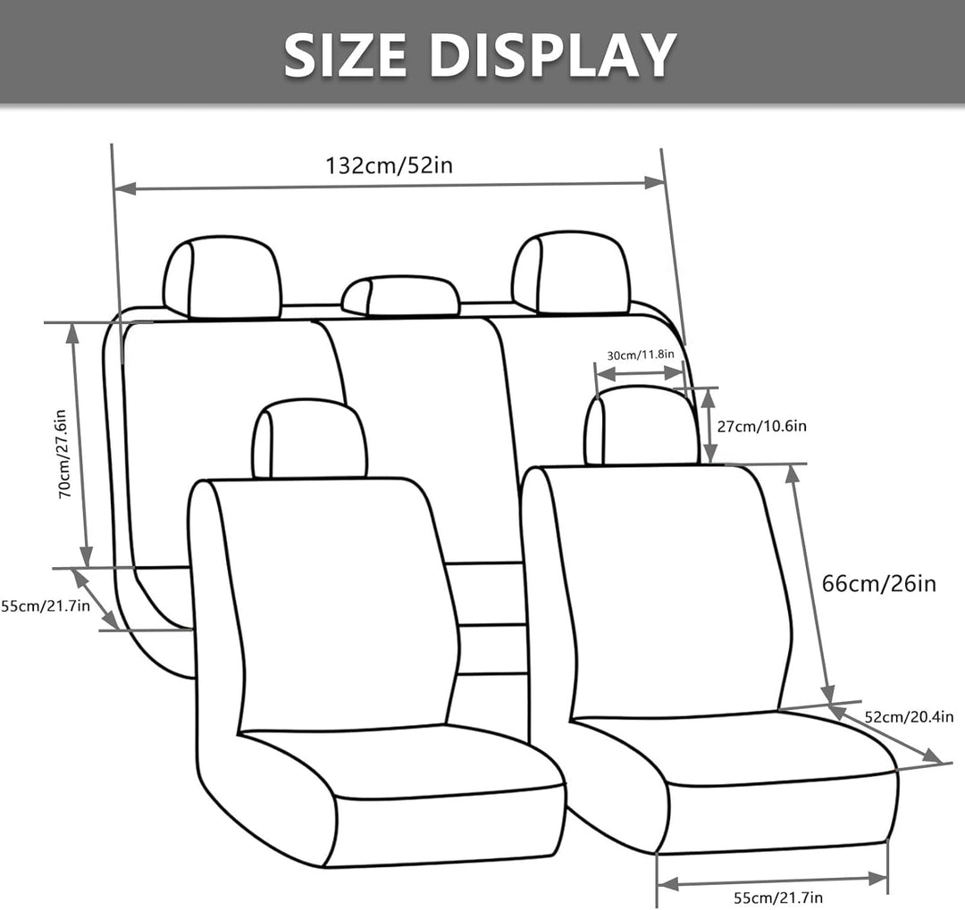 9 Stück Universal Autositzbezüge, Sitzbezüge Auto Für 5 Sitzer, Autositzauflage Set Seiten-Airbag-ko
