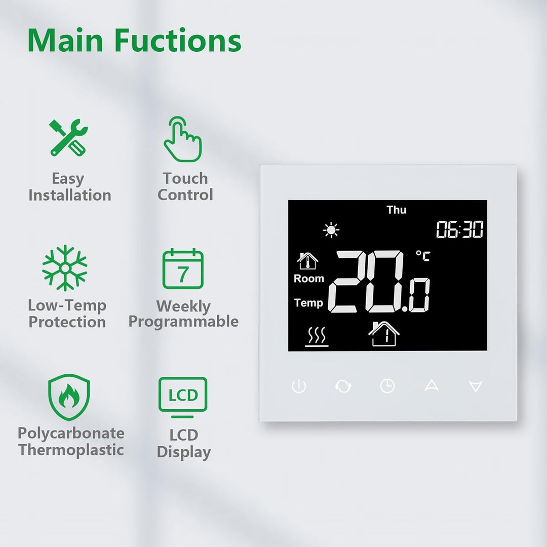 Wengart Raumthermostat Thermostat programmierbar WG505,Unterputz für Gas/Wasser Kessel Fussbodenheiz