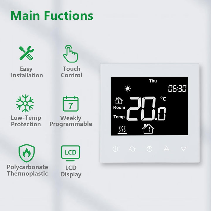 Wengart Raumthermostat Thermostat programmierbar WG505,Unterputz für Gas/Wasser Kessel Fussbodenheiz