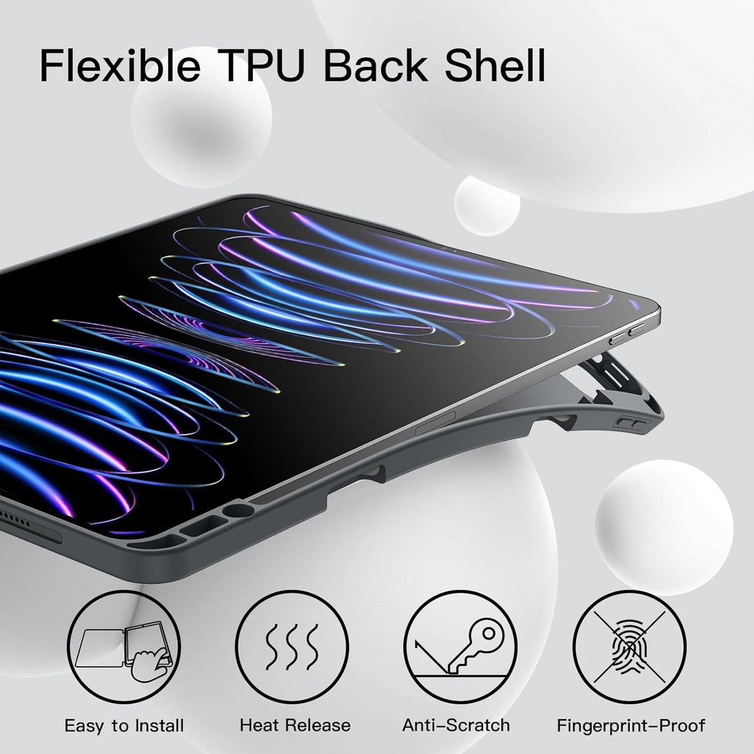 JETech Hülle für iPad Pro 12,9 Zoll (6./5. Generation, Modell 2022/2021) mit Stifthalter, Unterstütz