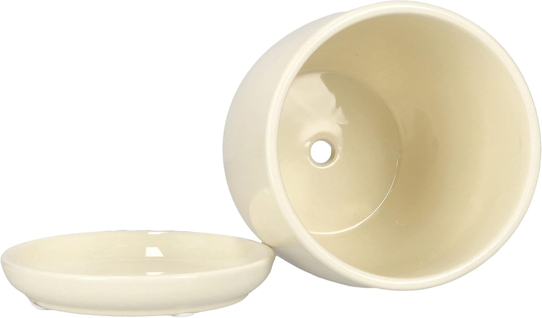 KOTARBAU® 2er Set Keramik Blumentopf Übertopf für Blumen Pflanzen ⌀ 17 cm mit Tropfschale Beige ⌀ 17