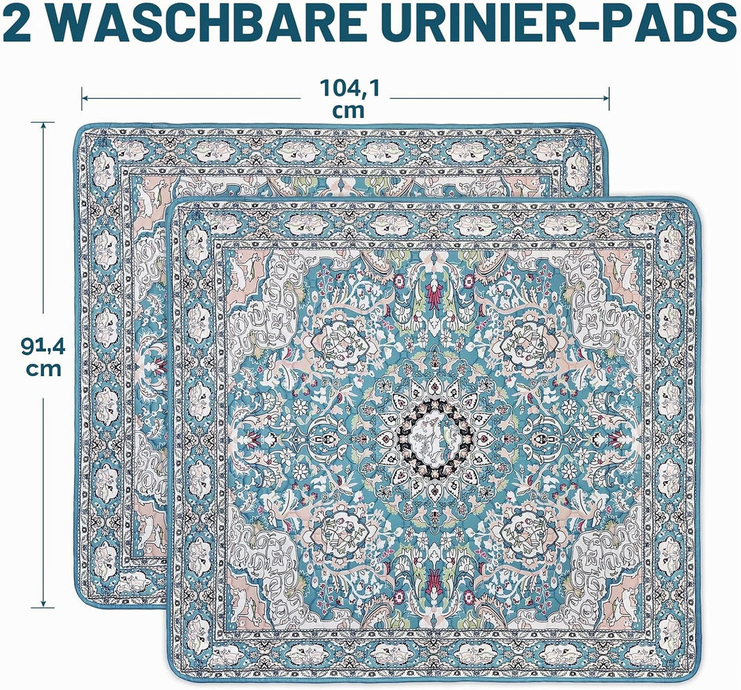 Washable Pee Pads for Dogs 2 Pack, 92 x 104cm Waterproof Non-Slip Reusable Puppy Pad with Fast Absor