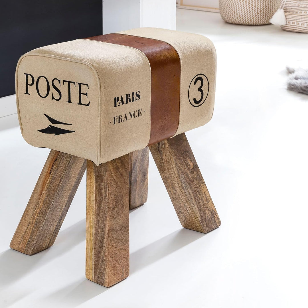 FineBuy Design Turnbock Sitzhocker 40 x 30 x 47 cm, Turnhocker Hocker Beistellhocker Fusshocker Brau