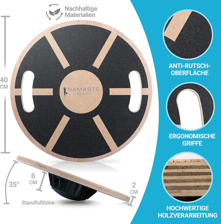 NAMASTE Sports® Balance Board - Rutschfester Gleichgewichtstrainer zur Verbesserung der Balance I Wa