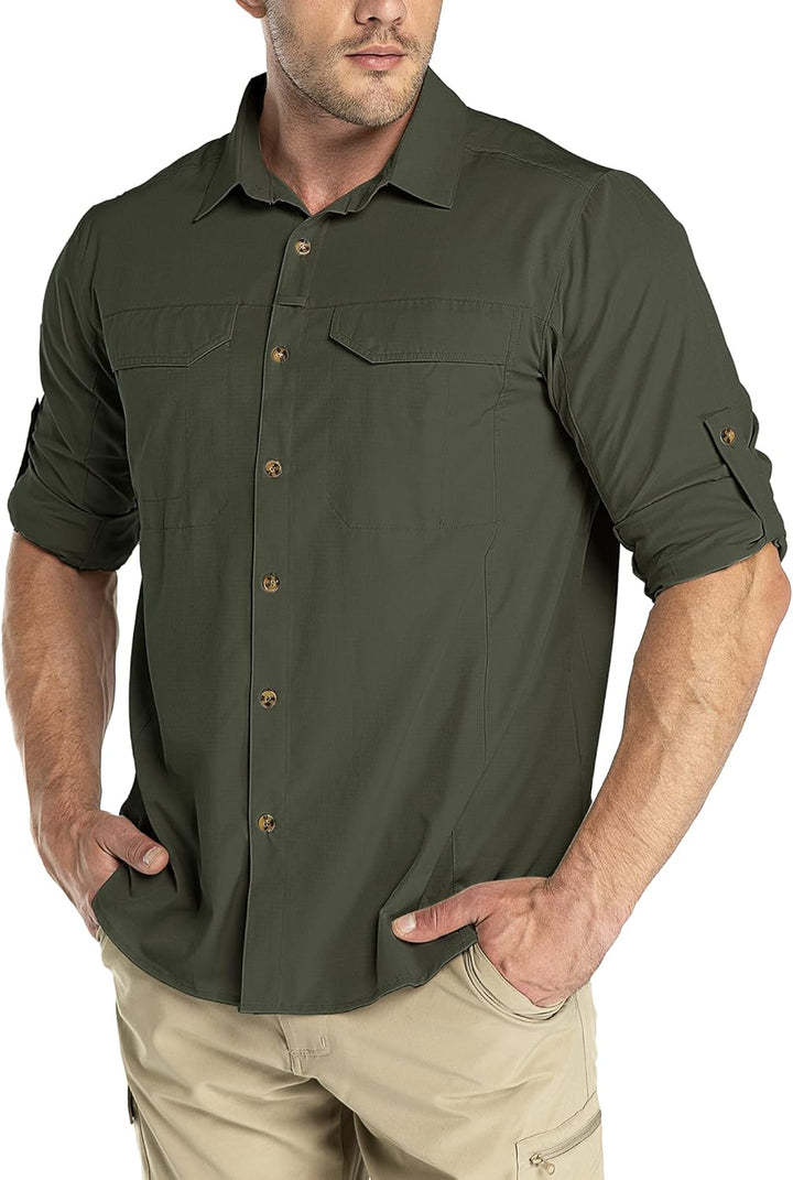 Outdoor Ventures Hemd Herren Freizeithemd Langarm Outdoor Shirt Atmungsaktive Schnell Trocknende Fun