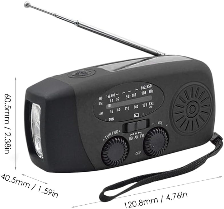 Notfall-Handkurbelradio mit LED-Taschenlampe für Notfälle, tragbares AM/FM-NOAA-Wetterradio, Dynamor