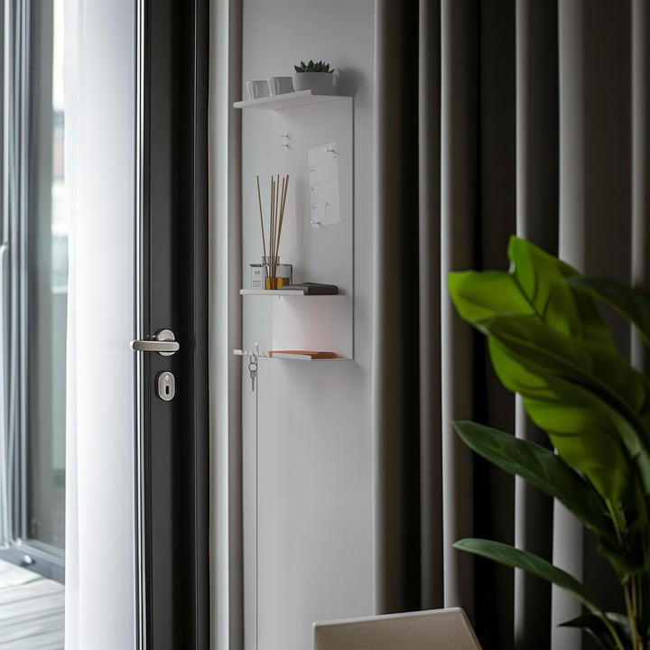 byde Wandorganizer Hele aus Stahlstruktur. 30 x 9 x 49 cm 3-in-1 Wandregal mit Magnettafel und Magne