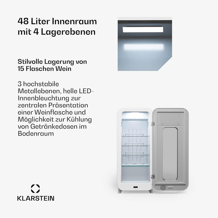 Klarstein Freistehender Weinkühlschrank 1 Zone, Getränkekühlschrank Klein, Kleiner Weinschrank, Wein