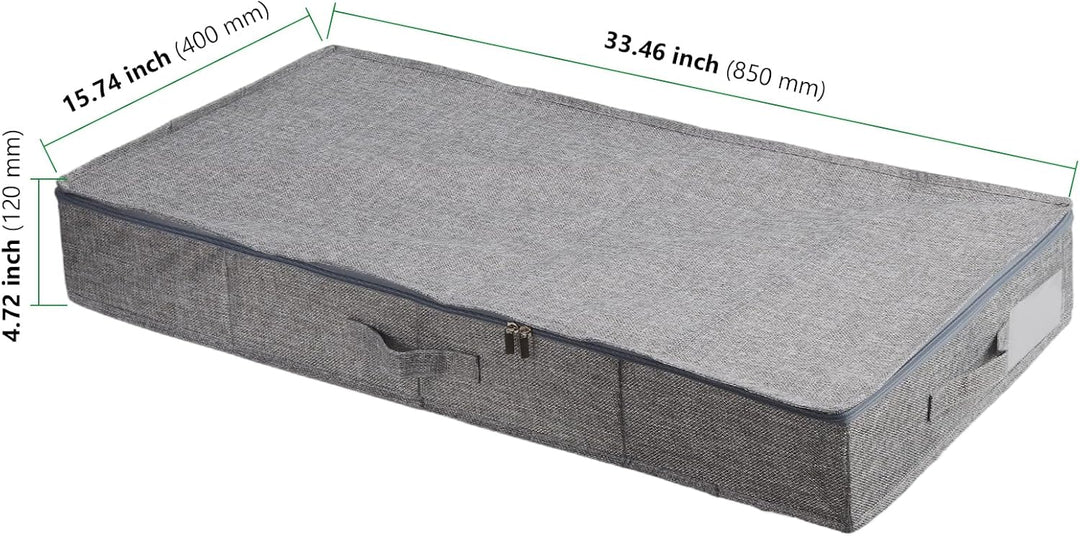 2 Stück Unterbett Aufbewahrungsbox, 85 x 40 x 12cm Grau Faltbare Unterbettkommode aus Stoff, Bettkas