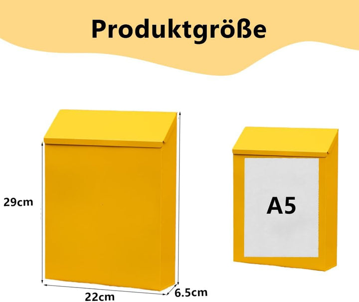 WRQIOO Briefkasten Klein, Postkasten mit Schloss und 2 Schlüsseln, Dekorativer Briefkasten Bunt, Wan