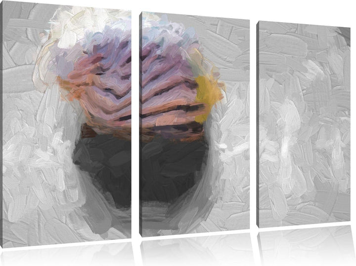 kleines gestreiftes Schneckenhaus schwarz/weiss Deluxe 3-Teiler Leinwandbild 120x80 Bild auf Leinwan