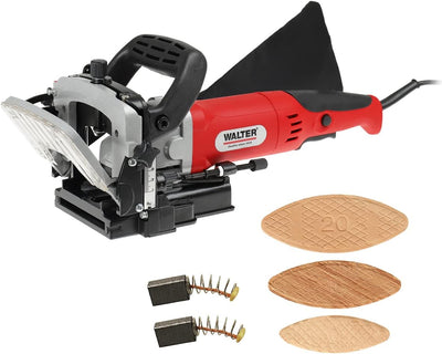 WALTER Flachdübelfräse 900 W, Nutfräse, Fräsmaschine Holz, mit 60 Flachdübel, Holzverbindungsfräse,