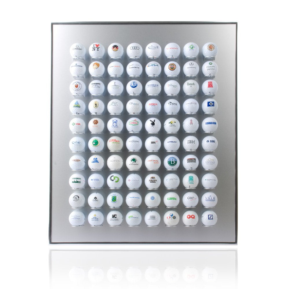 Knix Premium Golfball Setzkasten aus Aluminium für 80 Golfbälle - Schaukasten, Golf-Regal Vitrine Di