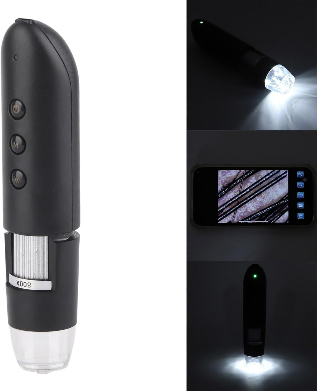 Tragbares Digitales Mikroskop, Kopfhautanalysegerät, mit LED-Licht, 800-fache Vergrösserung, Kopfhau