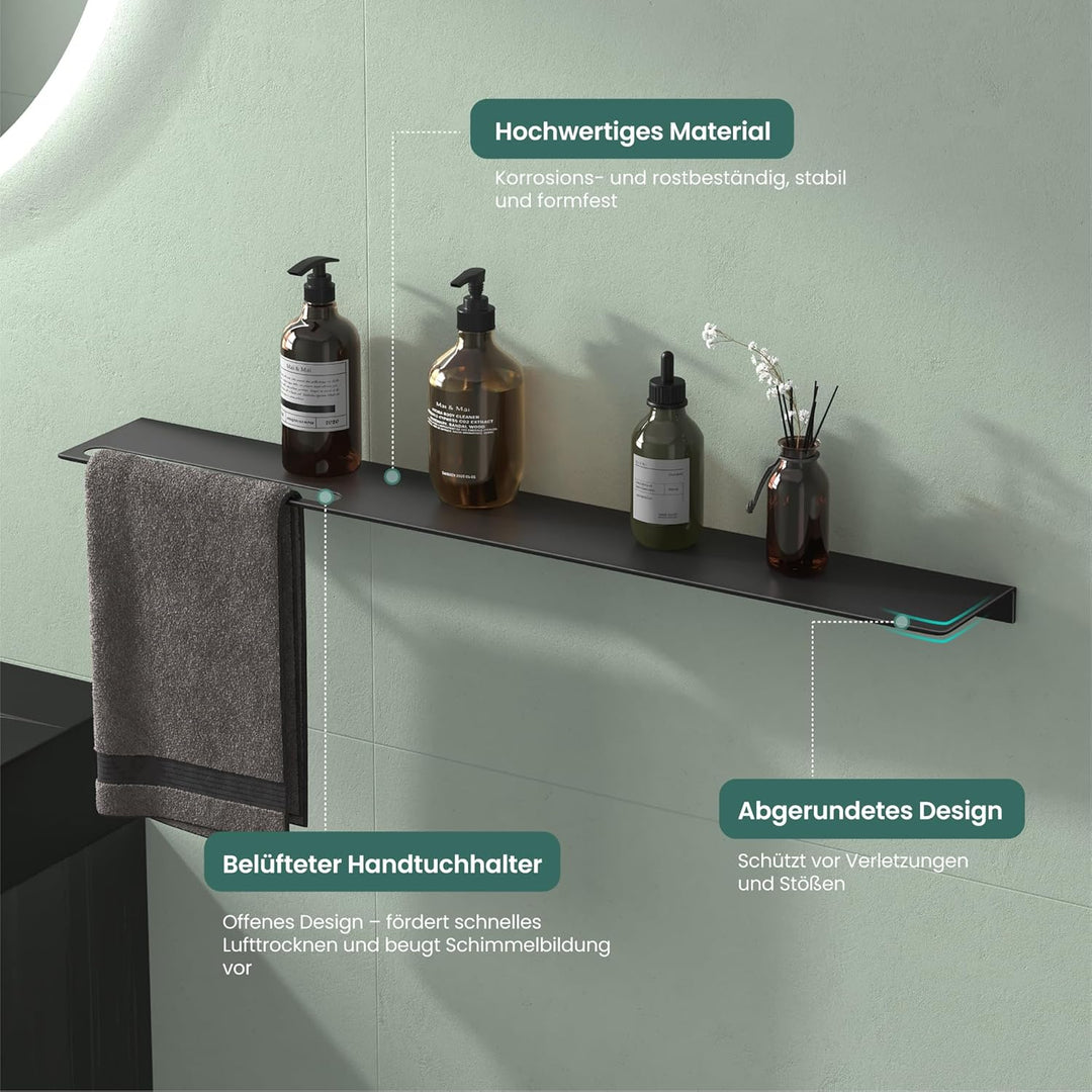 Mai &amp; Mai Duschablage zum Bohren oder Kleben Duschregal Badablage aus Aluminium 60cm Badezimmerablag