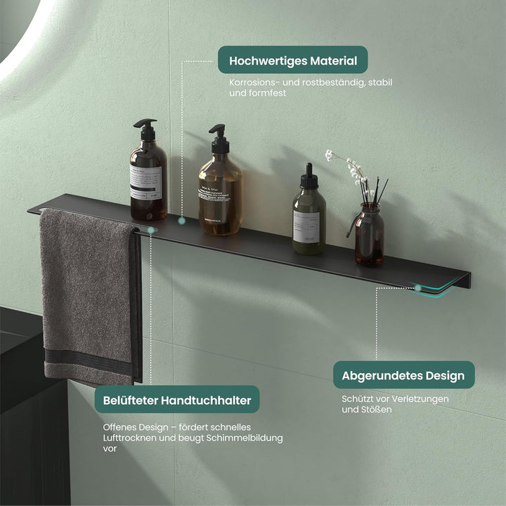 Mai &amp; Mai Duschablage zum Bohren oder Kleben Duschregal Badablage aus Aluminium 60cm Badezimmerablag