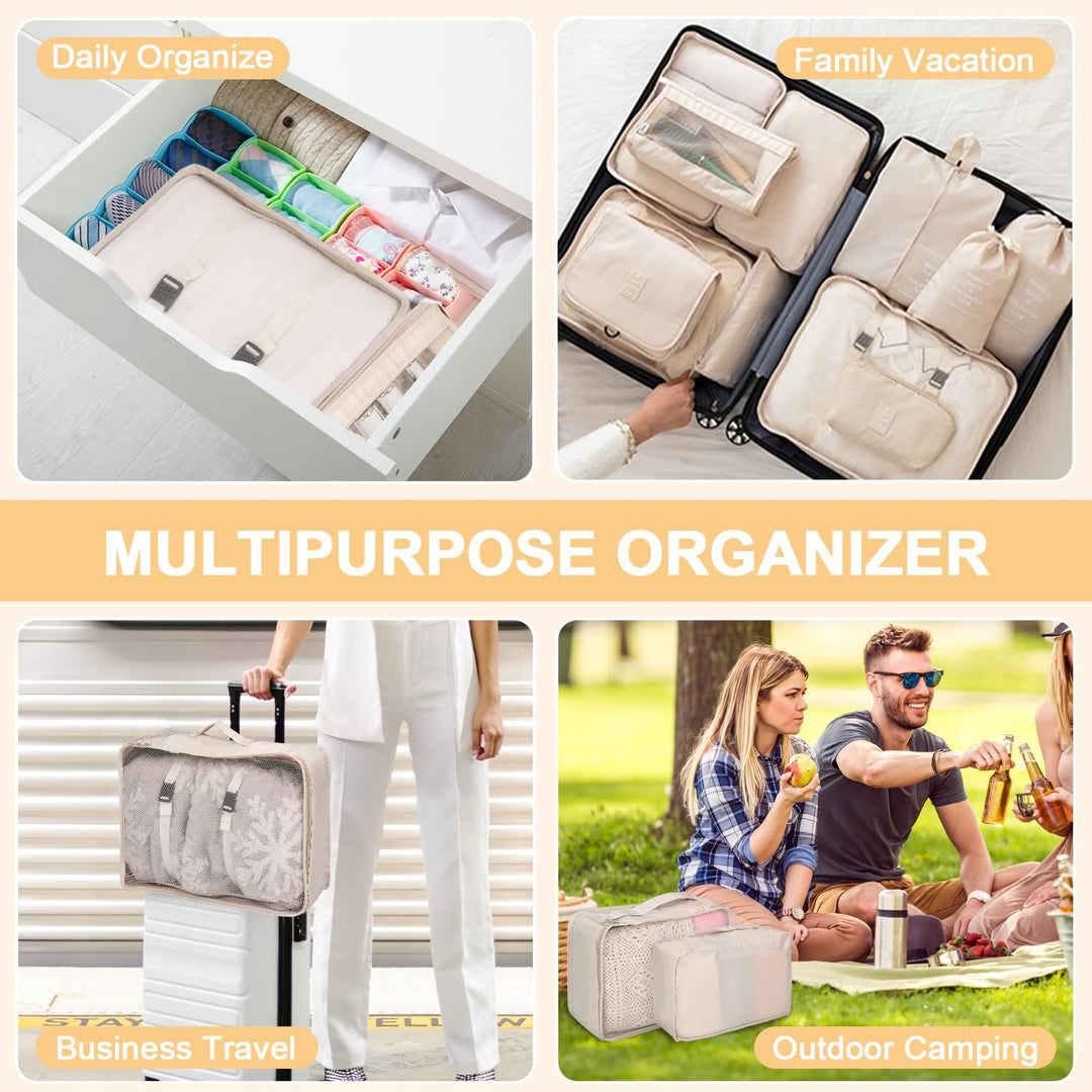 12-tlg. Kofferorganizer, Kofferorganizer, wasserdicht, mit Packtaschen, Kleiderbeutel, Kosmetiktasch
