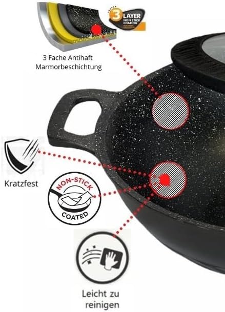 Cheffinger Pfannen-Set Ø 32cm »WOK Wokpfanne Pfanne mit Glasdeckel Induktion CF-DW32«