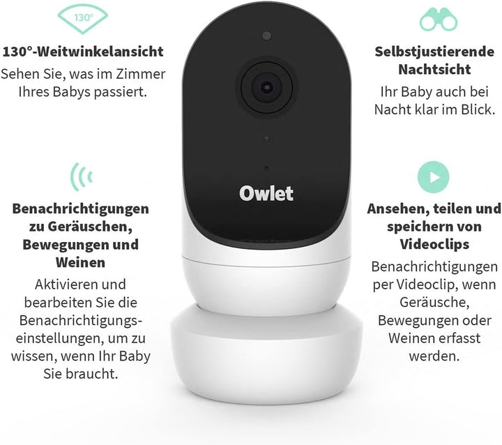 OWLET Cam 2 - Babyphone mit Kamera - mobiles Videobabyphone- steuerbar via App, reagiert auf Bewegun