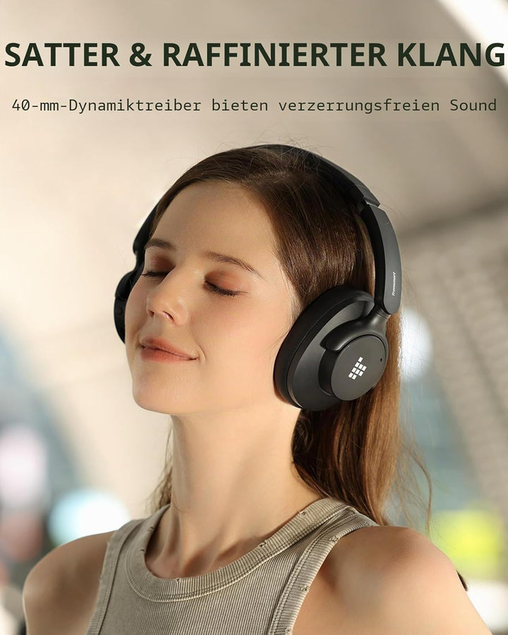 Tronsmart Q20S Hybrid Noise Cancelling Kopfhoerer Kabellos, Over Ear Kopfhörer mit Mikrofon, Hi-Res-