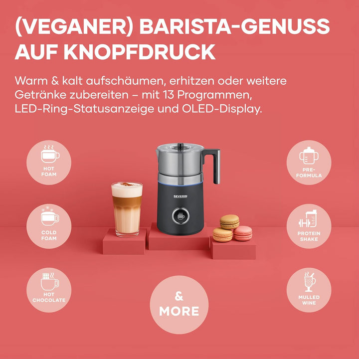 SEVERIN SPUMA 700 PLUS Induktions-Milchaufschäumer, elektrischer Milchaufschäumer ohne Anbrennen, sp