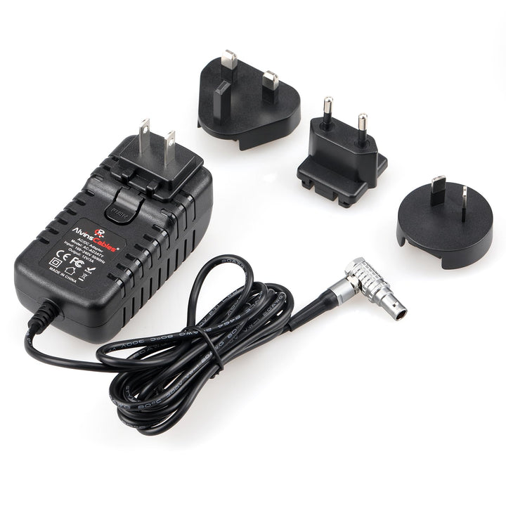 Alvin's Cables Teradek Power Adapter Konverterkabel Rechtwinklig 2 Pin auf Universal AC mit US UK EU