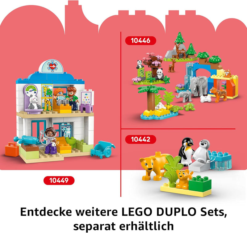 LEGO DUPLO Town F1 Team Rennautos mit Rennfahrern, Bauspielzeug für die ganze Familie, fantasievolle