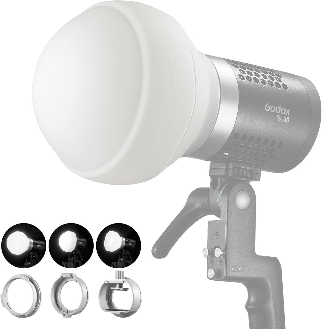 Godox ML-CD15 Diffusionskuppel Kit (3 Adapterringe Enthalten) Faltbares Diffusor Dome,Blitzlichtdiff