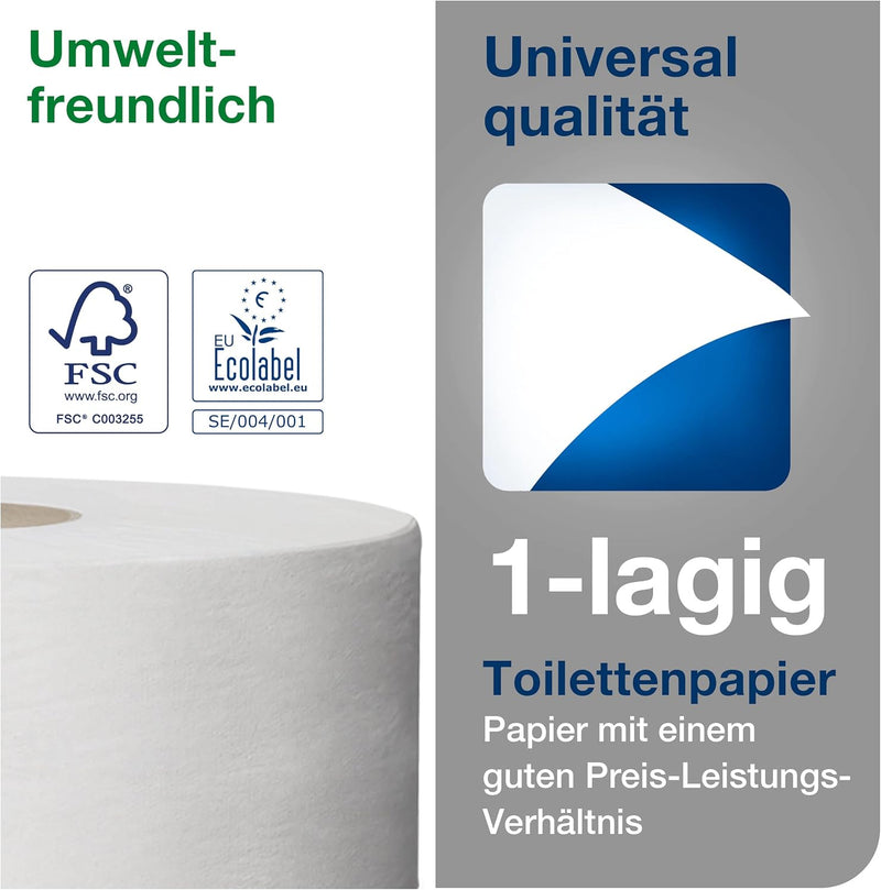 Tork 110163 Mini Jumbo Toilettenpapier in Advanced Qualität für das Tork T2 Mini Jumbo Toilettenpapi