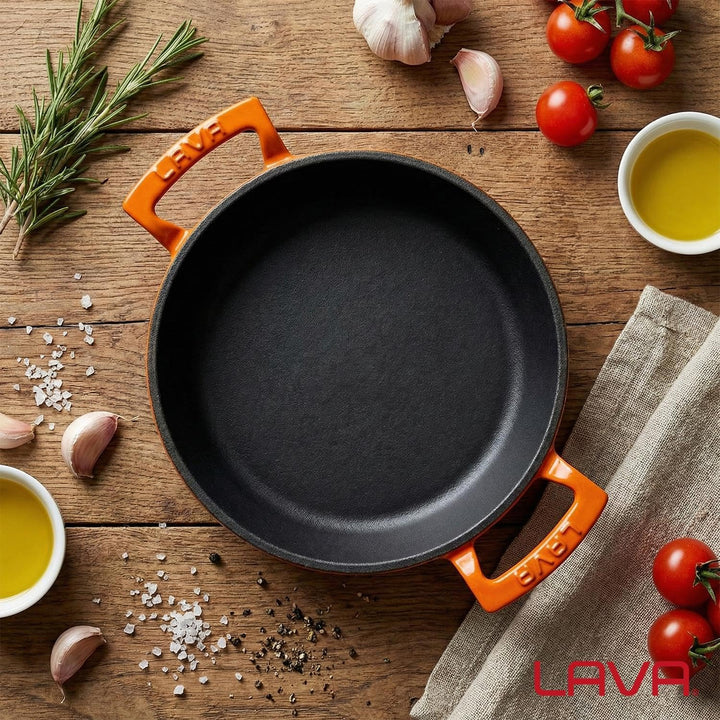 Lava Cast Round Frying Cast Iron Solid Double Handle Diameter(Ø)20cm. Orange Ø 20cm Orange, Ø 20cm O