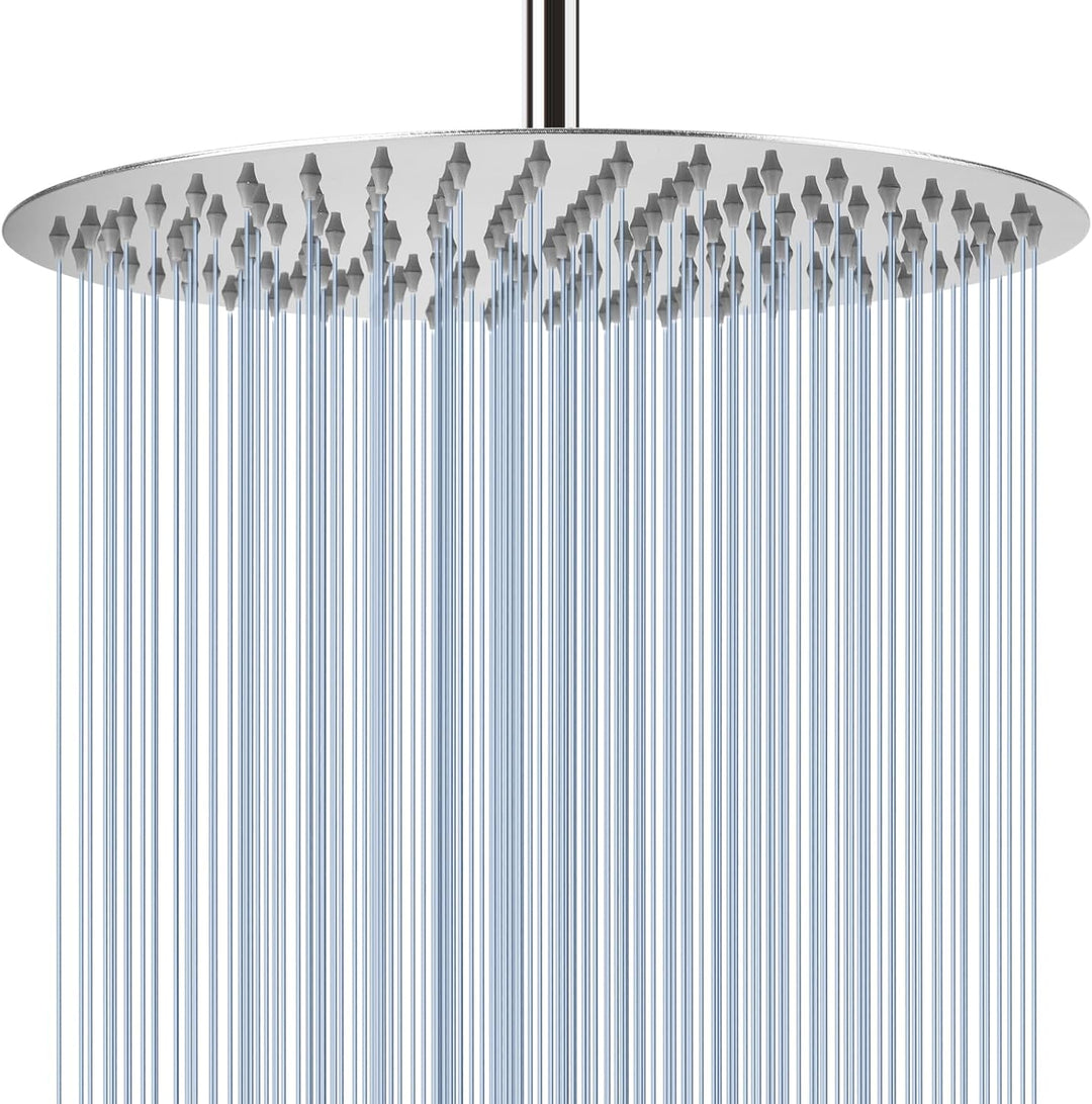 40.5cm Runden Regenbrause - Voolan Kreisförmiger Gross Hochdruck Duschkopf aus Edelstahl 304 - komfo