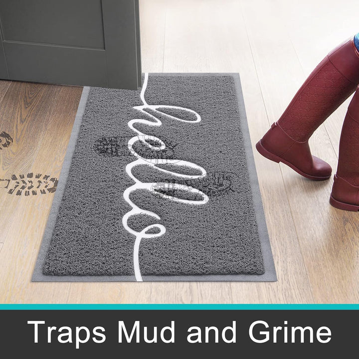 Homaxy Hello Fussmatte aussen und innen, rutschfeste Schmutzfangmatte Türmatte, waschbar Fussmatte a