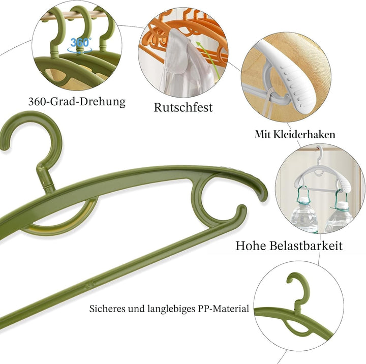 OYUEGE Um 360 Grad drehbarer Kunststoff-Kleiderbügel, extra dicker Kunststoff, breite Schultern, für