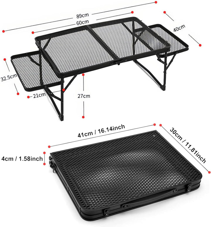 Klappbarer Grilltisch, Tragbarer Picknicktisch Für Den Aussenbereich Mit Erweiterungsplatten Auf Bei