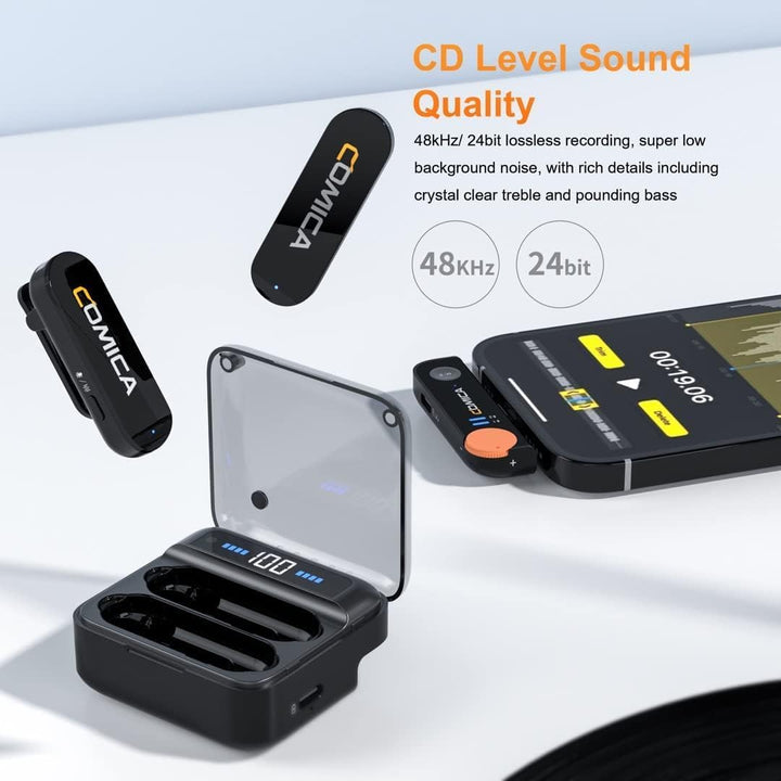 comica Vimo-S UC 2.4GHz Lavalier Wireless Mikrofon für USB-C Android Smartphone mit Ladebox, 200M Üb