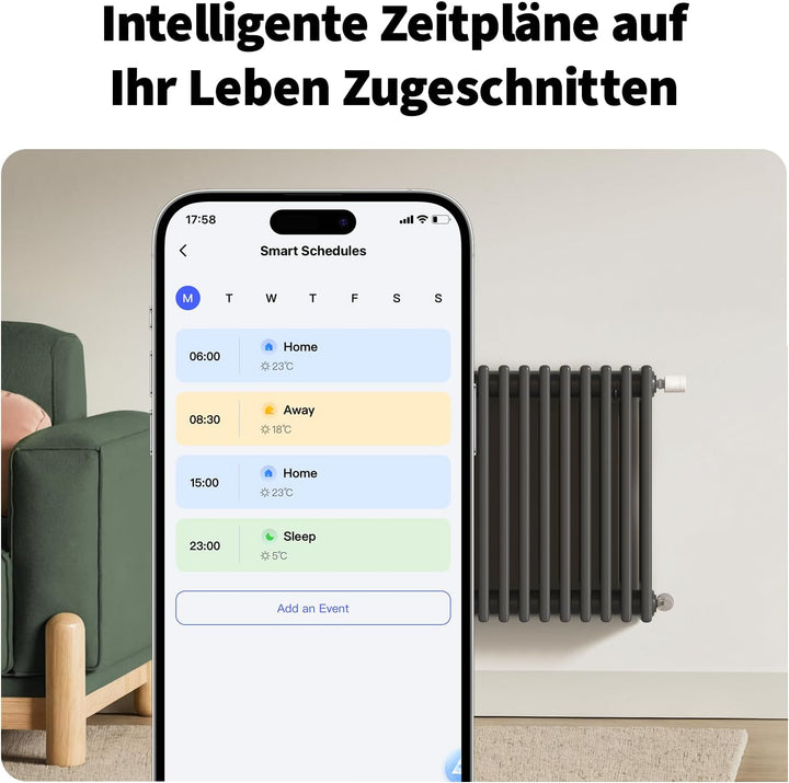 Aqara Smartes Heizkörperthermostat W600(Verbesserte Version), Zigbee/Thread Thermostat, Energiespare