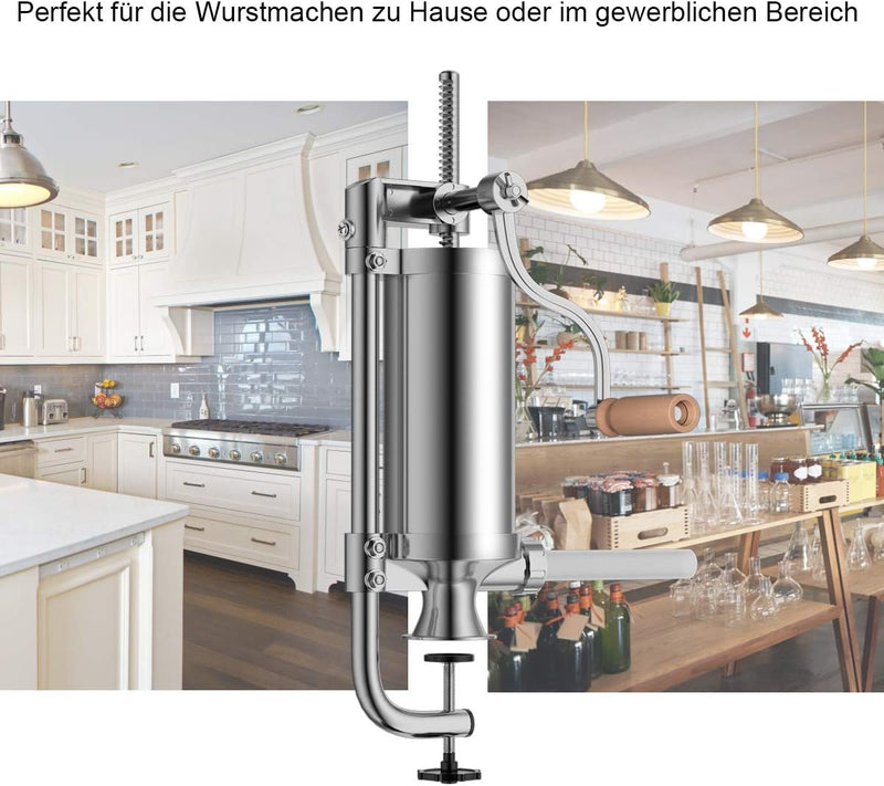 COSTWAY 1,5L / 3L / 3,6L / 6L Wurstfüller manuell, Wurstmaschine aus Edelstahl, Wurstfüllmaschine si