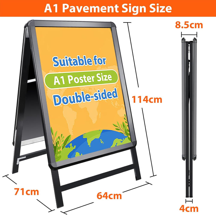 VAIIGO Kundenstopper DIN A1 Kundenstopper Outdoor Plakatständer Wetterfest Schwarz, Aluminium Aufste