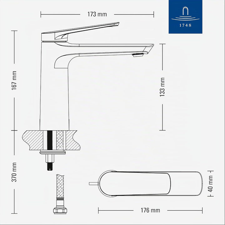 Villeroy &amp; Boch Oasis Waschtischarmatur mit Zugstange - Wasserhahn Bad mit Keramikkartusche - Waschb