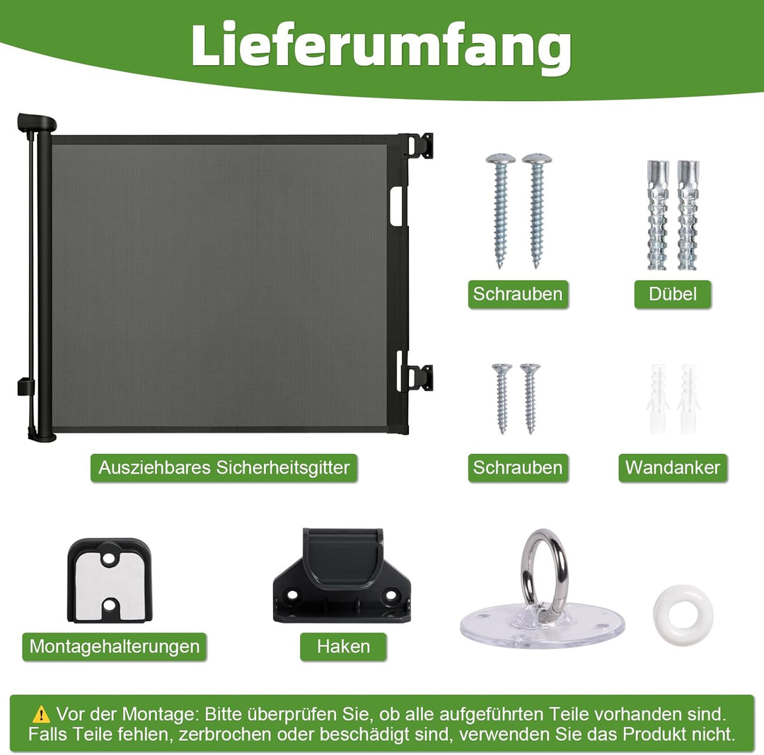 Dioxide Treppenschutzgitter Ausziehbar für Babys, 0-150 cm, Treppenschutzgitter für Kinder und Hunde