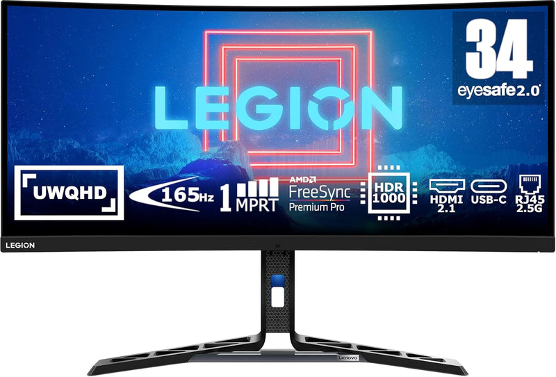 Lenovo Legion Y34wz-30 | 34" WQHD Gaming Monitor | 3440x1440 | 180Hz | 720 nits | 1ms Reaktionszeit