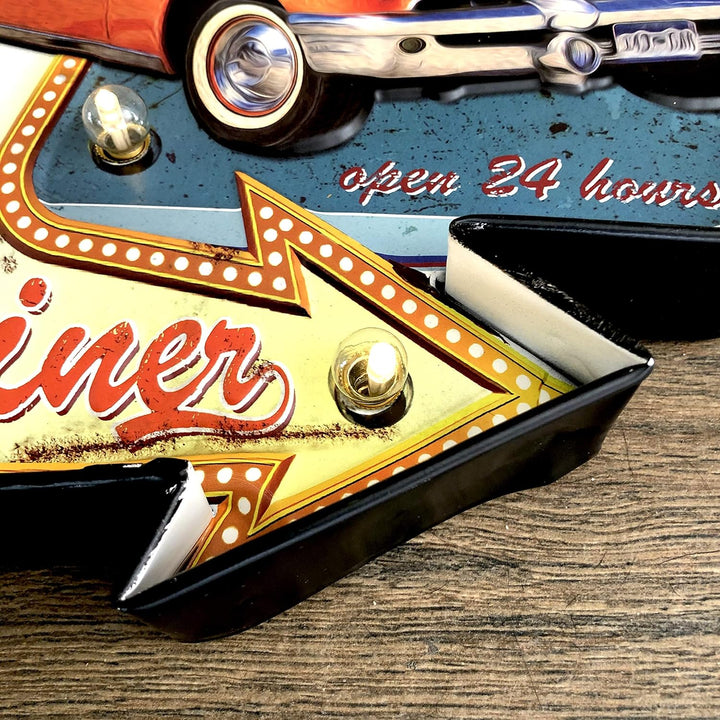 Retro-Schild, beleuchtet, Café, Vintage Metallschild, Handwerk, Zubehör für Zuhause (Diner), Diner