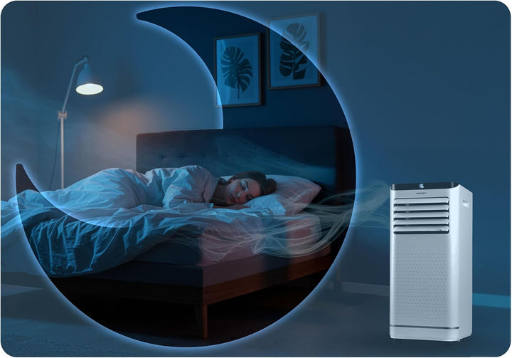 Berdsen Mobiles Klimagerät 9000 BTU - 4-in-1 mit Lüfter, Entfeuchter, Schlafmodus - Tuya Smart App -