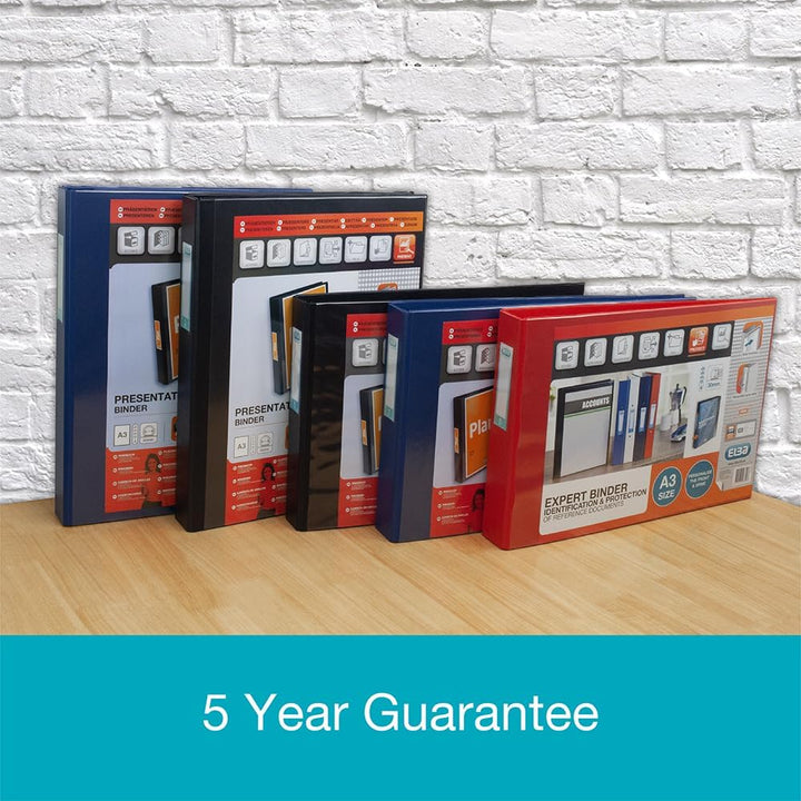 ELBA VISION 55 mm A3 Landschaft 4D Ringbuch, blau rot / schwarz, rot / schwarz