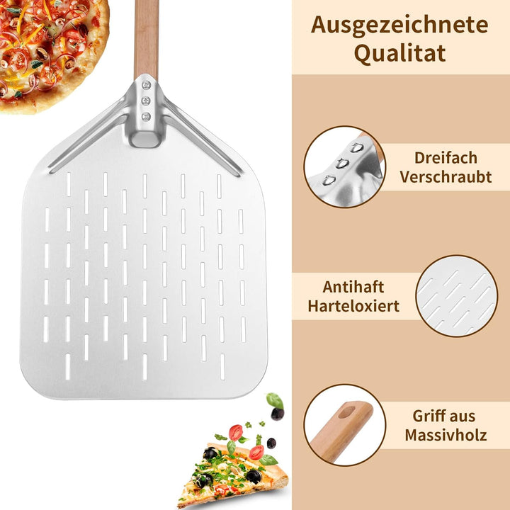 Pizzaschieber Pizzaschaufel 40 * 30cm 12 Zoll Pizza schieber，Pizzaschieber mit Grosser Fläche und Ab